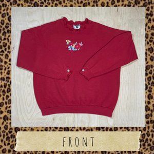 vintage red ruffle pullover / sweatshirt